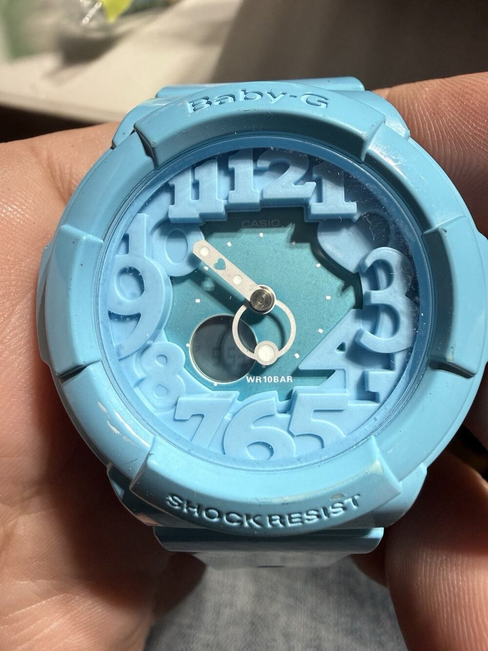 Casio Baby-G BGA-130-2B Light Blue Analog-Digital Neon Illuminator Watch Rare